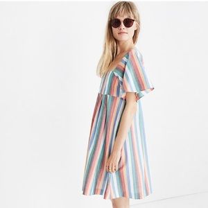 Madwell Square-Neck Mini Dress in Festival Stripe